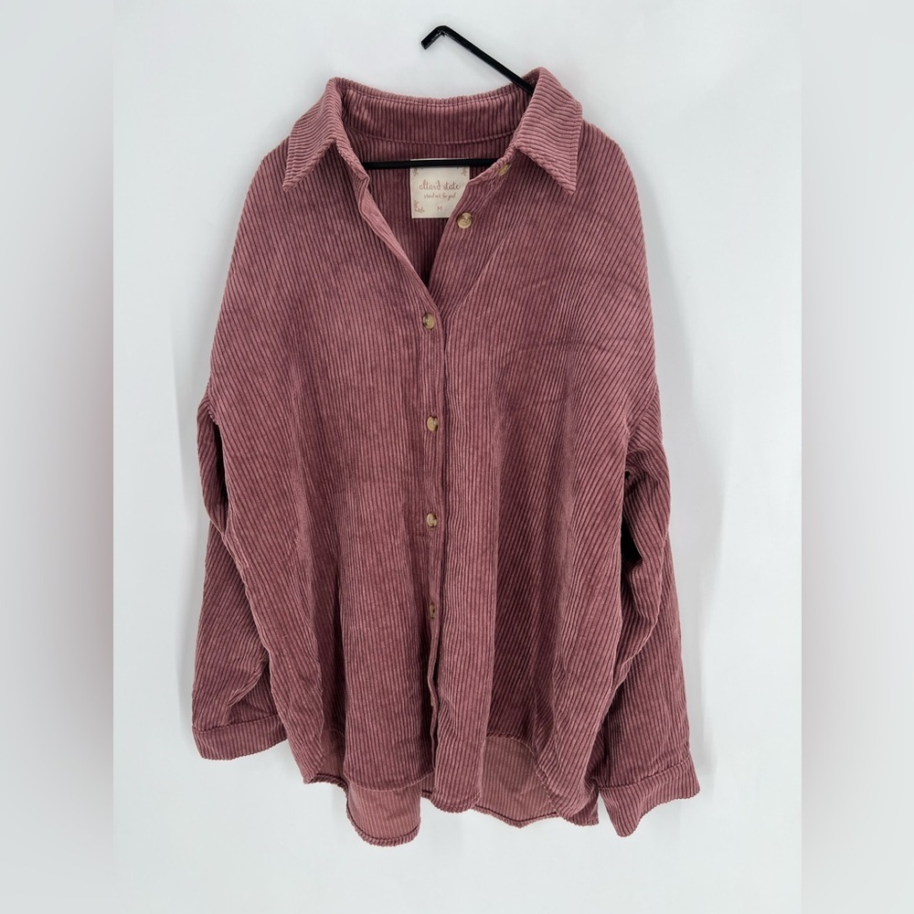 Altar’d State Oversized Corduroy Button Down Shirt Shacket - Picture 3 of 7